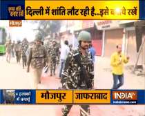 Delhi Police conducts flag marches at Maujpur, Babarpur