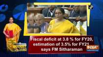 Budget 2020: Fiscal deficit at 3.8 % for FY20, estimation of 3.5% for FY21, says FM Sitharaman