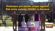 Protestors put poster, props against Pak Army outside UNHRC in Geneva