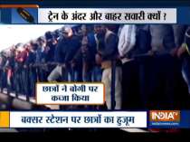 Thousand of students try to board train at Buxar railway station
