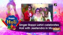 Singer Bappi Lahiri celebrates Holi with Jeetendra in Mumbai