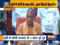 UP CM Yogi Adityanath briefs media over completion of 3 years of his govt