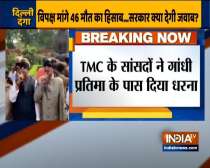 TMC MPs stage dharna in front of Gandhi statue at Parliament