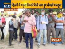 Migrant workers defy lockdown as they gather near Yamuna Bank in Delhi