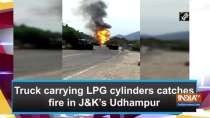 Truck carrying LPG cylinders catches fire in J&K