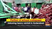 Portion of school collapsed following heavy rainfall in Hyderabad