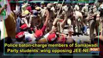 Police baton-charge members of Samajwadi Party students