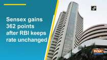 Sensex gains 362 points after RBI keeps rate unchanged
