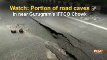 Watch: Portion of road caves in near Gurugram