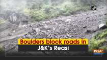 Boulders block road in J-K