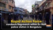 Rapid Action Force conducts flag-march within DJ Halli police station in Bengaluru