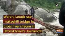 Watch: Locals use makeshift bridge to cross river stream in Uttarakhand