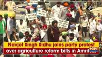Navjot Singh Sidhu joins party protest over agriculture reform bills in Amritsar