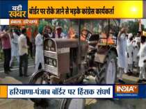 Farm bills: Youth Congress workers torch tractor during protest