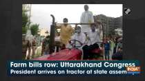 Farm bills row: Uttarakhand Congress President arrives on tractor at state assembly