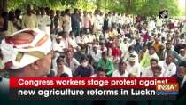 Congress workers stage protest against new agriculture reforms in Lucknow