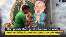 Man paints Modi govt schemes on walls, trees amid lockdown to spread awareness