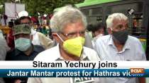 Sitaram Yechury joins Jantar Mantar protest for Hathras victim
