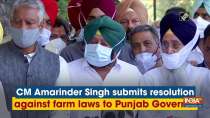 CM Amarinder Singh submits resolution against farm laws to Punjab Governor