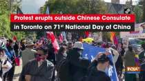 Protest erupts outside Chinese Consulate in Toronto on 71st National Day of China