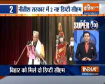 Super 100: BJP leaders Tarkishore Prasad, Renu Devi take oath as Bihar Dy CMs
