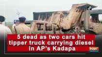 5 dead as two cars hit tipper truck carrying diesel in AP