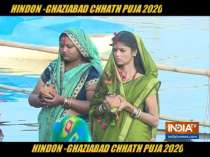 Chhath Puja Celebrated with restrictions at the bank of river Hindon, Ghaziabad