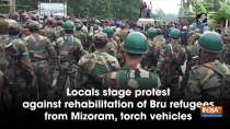Locals stage protest against rehabilitation of Bru refugees from Mizoram, torch vehicles