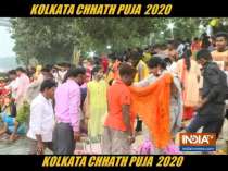 People in Kolkata celebrate Chhath Puja on the bank of river Hooghly amid coronavirus scare