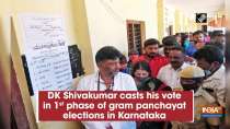 DK Shivakumar casts his vote in 1st phase of gram panchayat elections in Karnataka