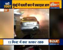 Mumbai: Car catches fire on Eastern Expressway, no casualities