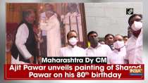 Maharashtra Dy CM Ajit Pawar unveils painting of Sharad Pawar on his 80th birthday