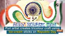 Puri artist creates tricolour craft using ice-cream sticks on Republic Day