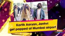Kartik Aaryan, Janhvi get papped at Mumbai airport
