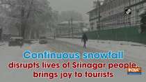 Continuous snowfall disrupts lives of Srinagar people, brings joy to tourists