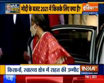 Delhi: Nirmala Sitharaman arrives at the Ministry of Finance