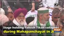 Watch: Stage holding Rakesh Tikait collapses during Mahapanchayat in Jind