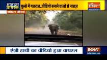Aaj Ka Viral: Watch Elephant charges towards jeep after tourist says Kuch Nahi Hoga