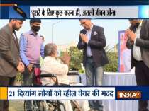 India TV Editor-in-Chief Rajat Sharma distributes wheelchairs among divyang children, elderly