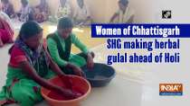 Women of Chhattisgarh SHG making herbal gulal ahead of Holi