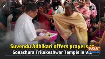 Suvendu Adhikari offers prayers at Sonachura Trilokeshwar Temple in WB