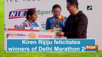 Kiren Rijiju felicitates winners of Delhi Marathon 2021