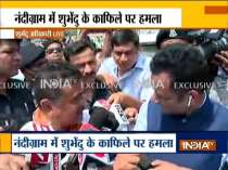 TMC workers attack Suvendu Adhikari convoy, India TV reporter injured