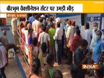 People forget social distancing as long que seen outside vaccine center in Birbhum