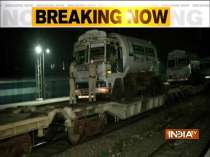 Oxygen special train with tankers of oxygen arrives at Delhi Cantt from Raigarh in Chhattisgarh