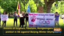 Dozens of Uyghurs, Tibetans, Hongkongers stage protest in US against Beijing Winter Olympics