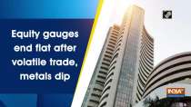 Equity gauges end flat after volatile trade, metals dip