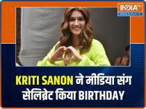Kriti Sanon celebrates birthday with media, Kartik Aaryan snapped outside Aneez Bazmee