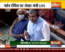 I-T minister Ashwini Vaishnaw makes a statement over phone tapping row in the Parliament
