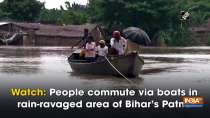 Watch: People commute via boats in rain-ravaged area of Bihar